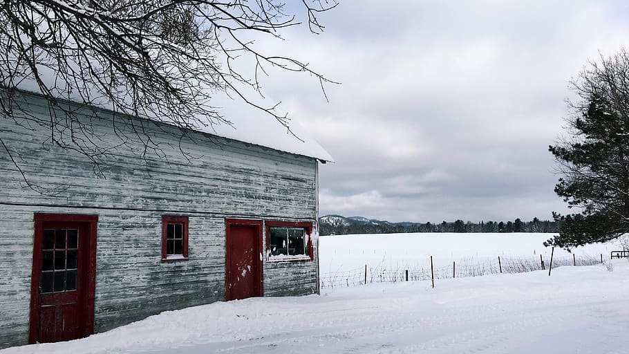 winter, snow, shack, cold temperature, architecture, building exterior HD wallpaper
