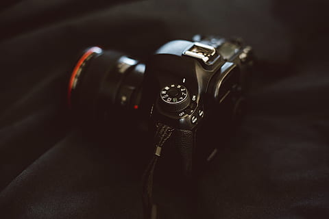 black DSLR camera, electronics, digital camera, camera lens, strap HD wallpaper