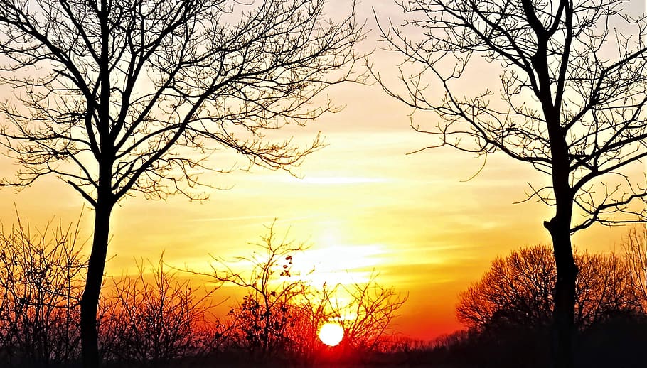 sunset, dusk, sky, landscape, abendstimmung, nature, bright HD wallpaper