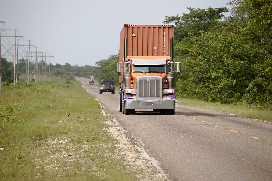 truck, semi, tractor, container, transportation, vehicle, freight HD wallpaper