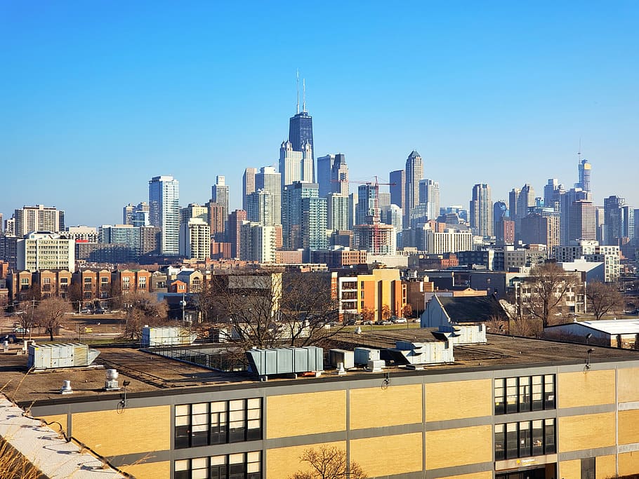 skyscraper view at daytime, town, city, urban, building, downtown HD wallpaper