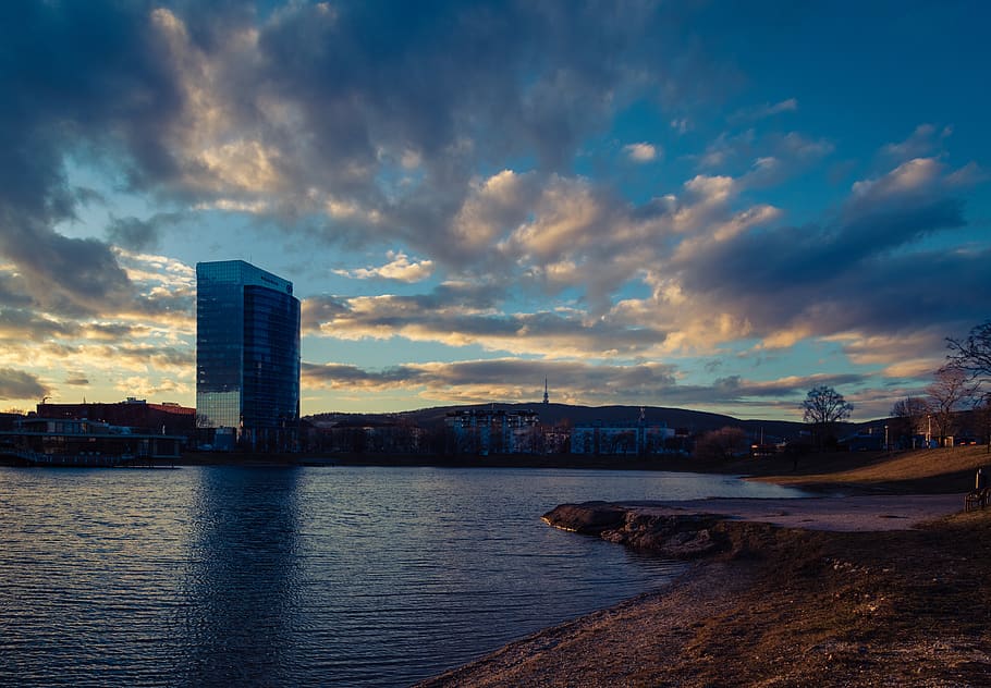 kuchajda, bratislava, lake, sunset, in the evening, slovakia HD wallpaper