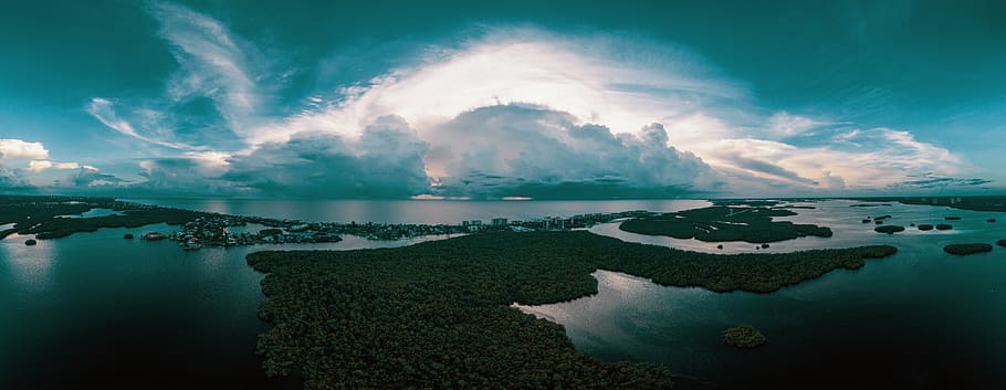 Seashore Under Gray Sky, clouds, daylight, landscape, nature HD wallpaper