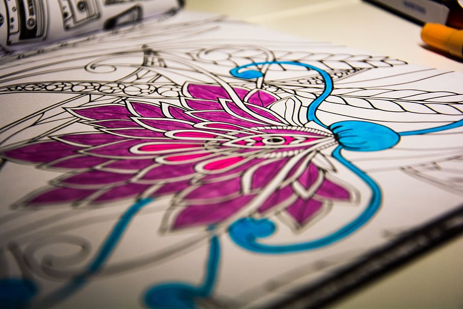 color, coloring, violet, blue, book, art, expression, art and craft HD wallpaper