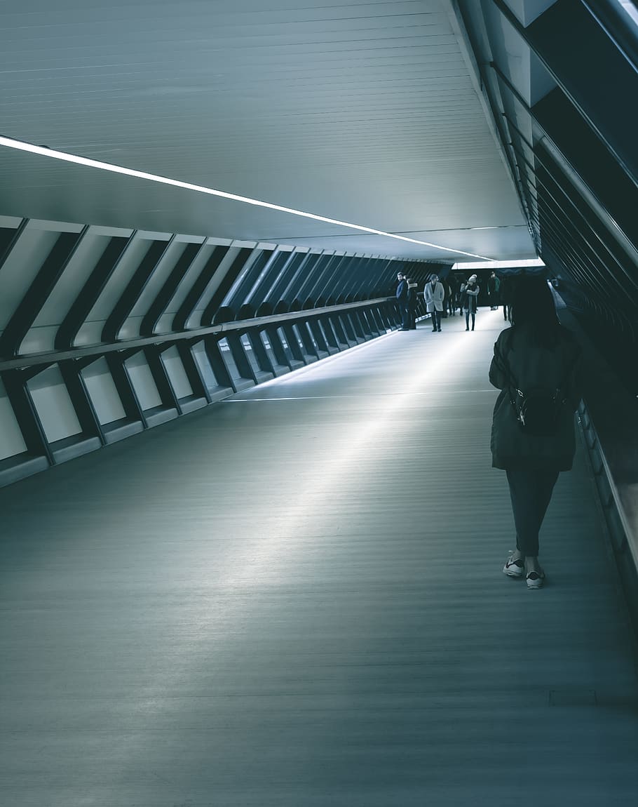 few people walking on pathway, human, person, terminal, corridor, HD wallpaper