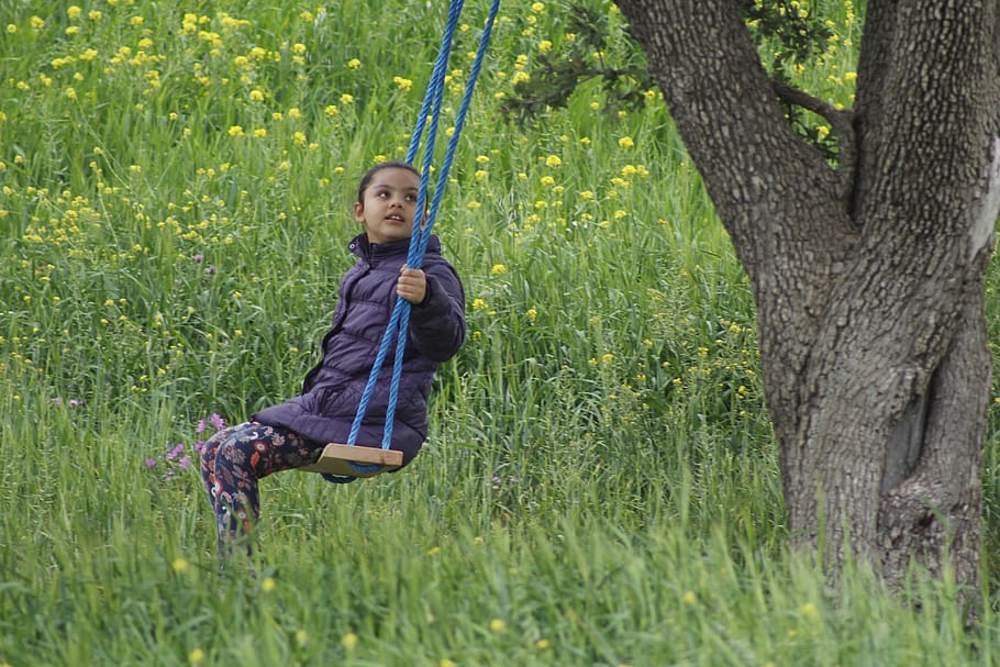children, girl, tree, plant, one person, leisure activity, casual clothing HD wallpaper