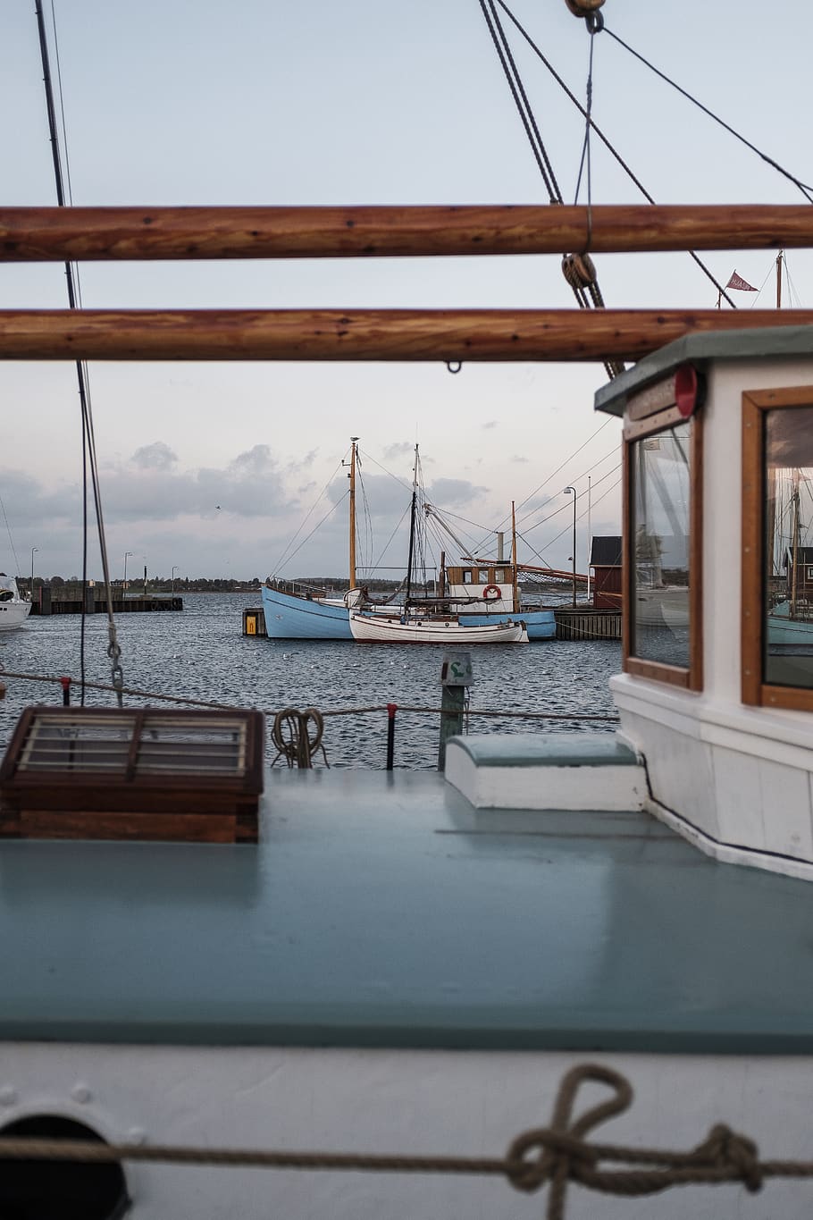 white painted boat, holbæk, denmark, vessel, yacht, transportation HD wallpaper