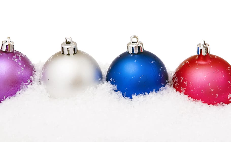 ball, snow, shine, isolated, wallpaper, decoration, fun, white HD wallpaper