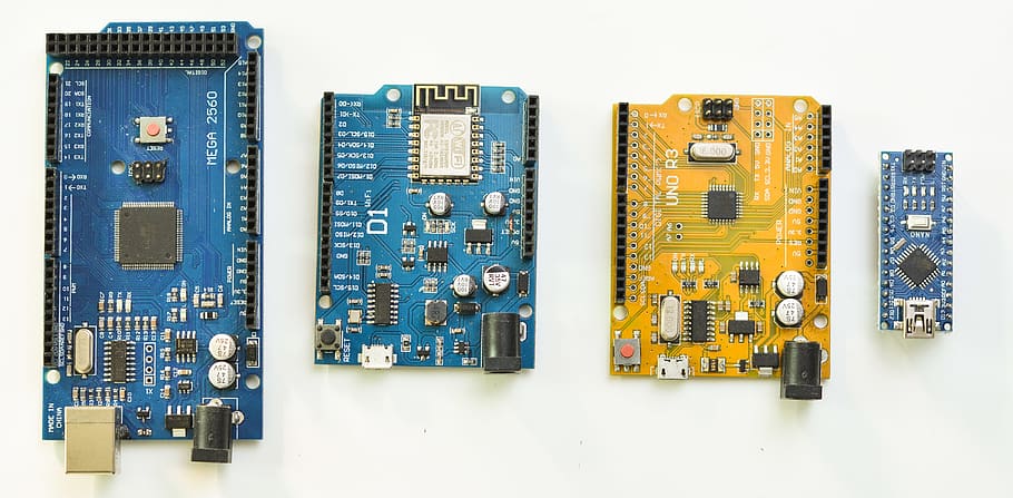 four circuit boards, electronics, computer hardware, electronic chip HD wallpaper