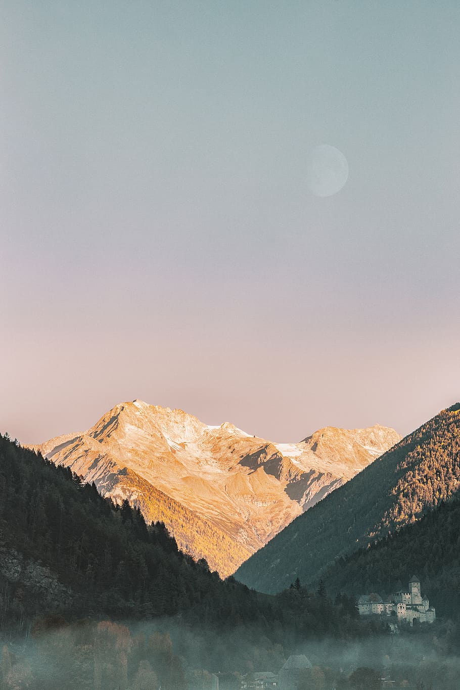 Mountains, landscape, moon, nature, scenic, sky, scenics - nature HD wallpaper