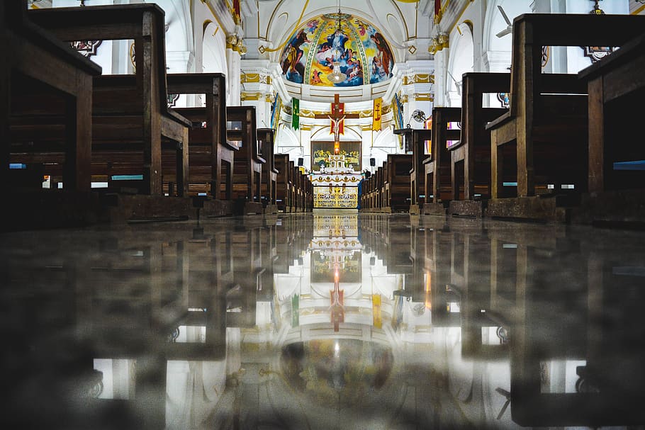 church, reflection, architecture, indooors, religion, christianity HD wallpaper