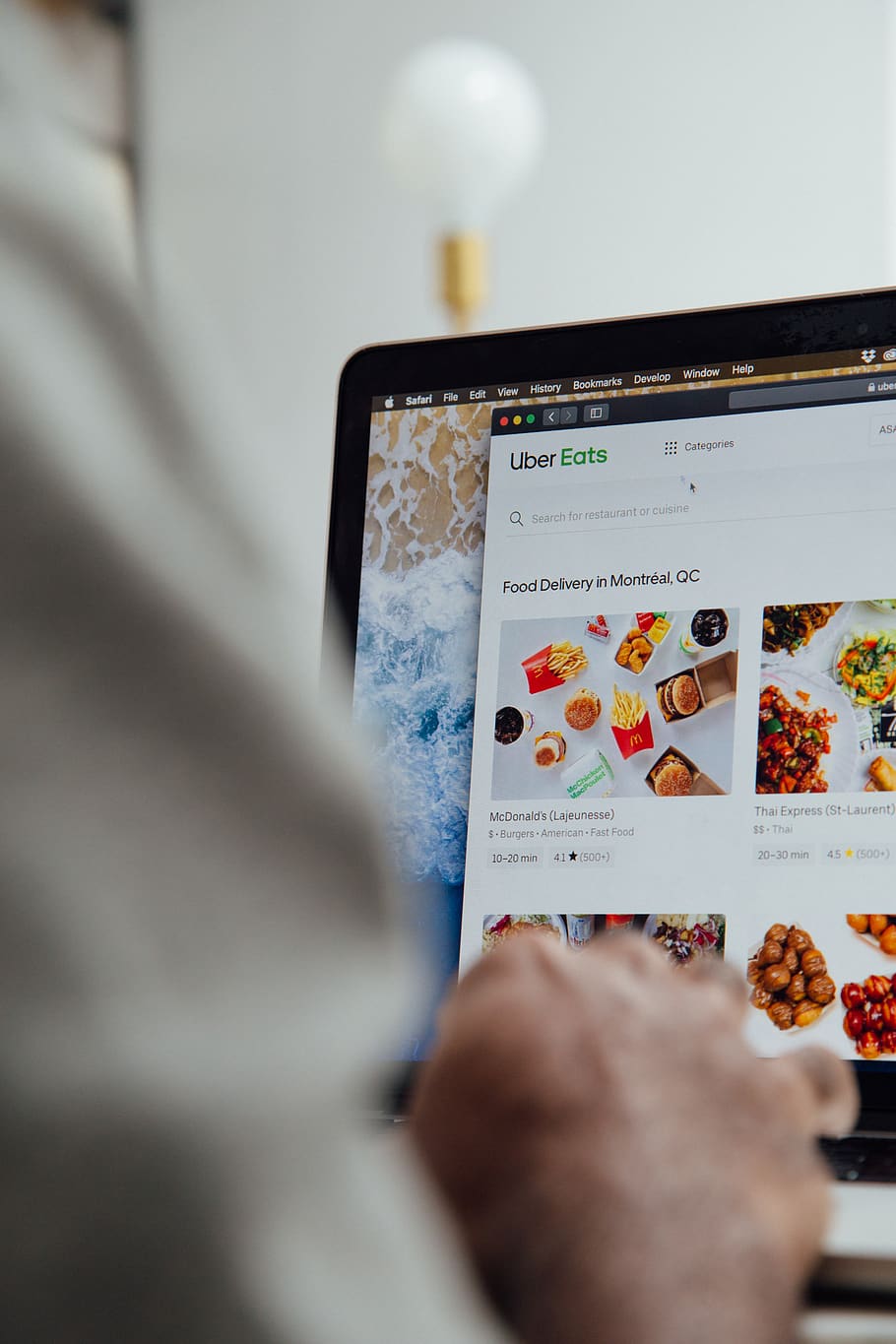 person using laptop, indoors, selective focus, focus on background, HD wallpaper