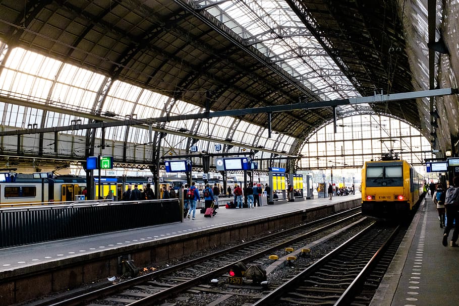 netherlands, amsterdam, station, train, amsterma, travel, rails HD wallpaper