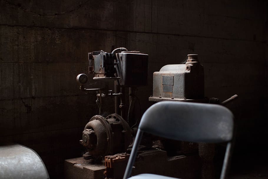 old, factory, machine, industry, metal, rust, indoors, cellar HD wallpaper