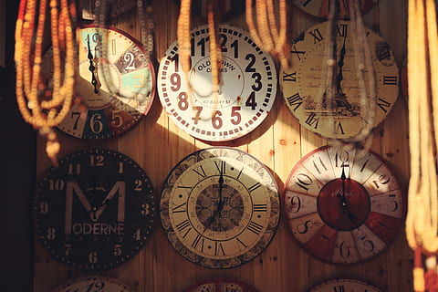 Beige and White Clocks on Wall, ancient, antique, art, classic HD wallpaper
