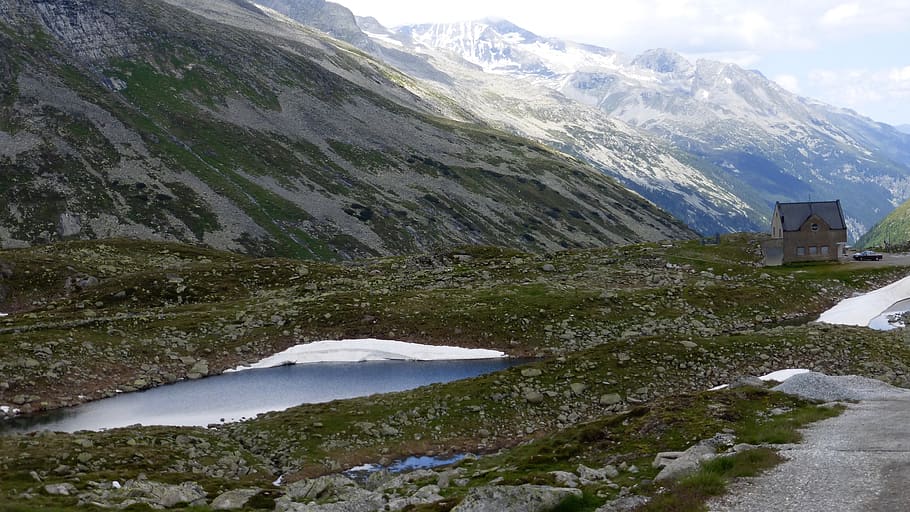 austria, mountains, landscape, nature, alps, road, europe, water HD wallpaper