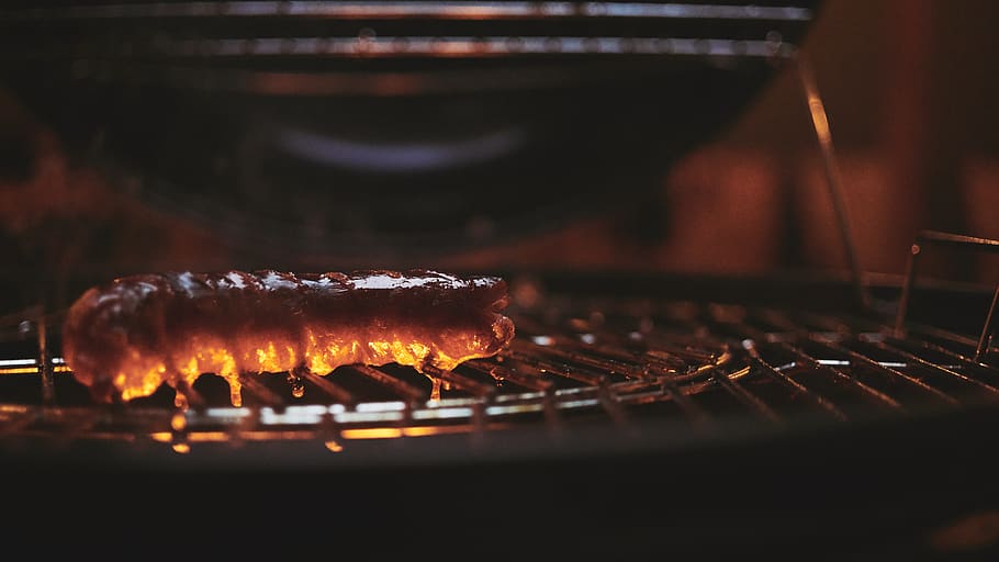 sausage, closeup, grill, flame, bokeh, food and drink, freshness HD wallpaper