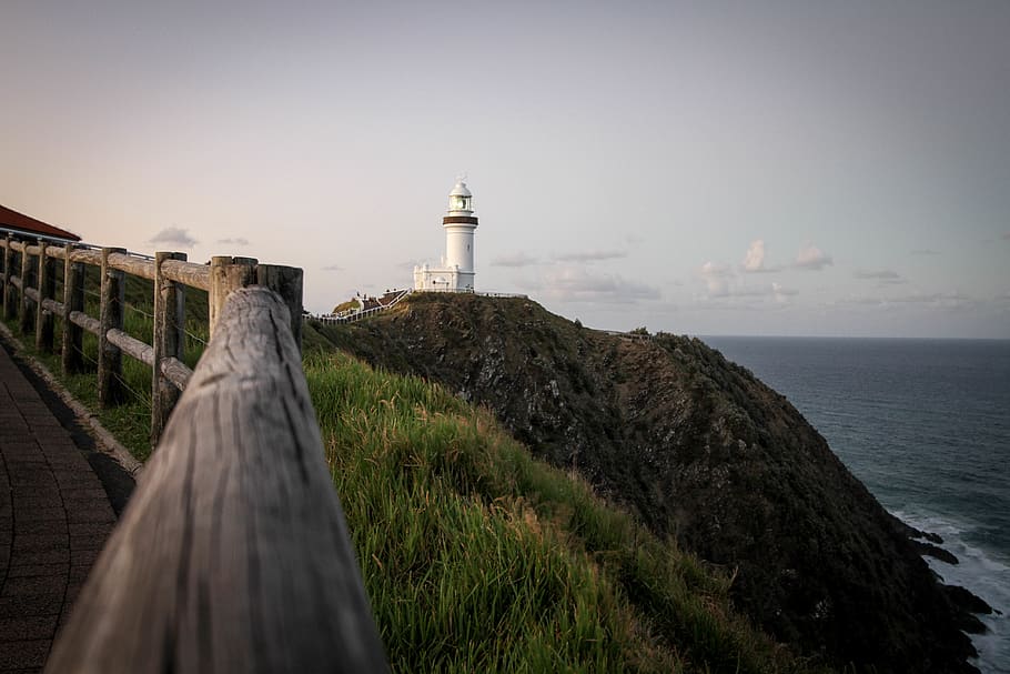 byron bay, australia, cape byron lighthouse, coastline, cliffs, HD wallpaper