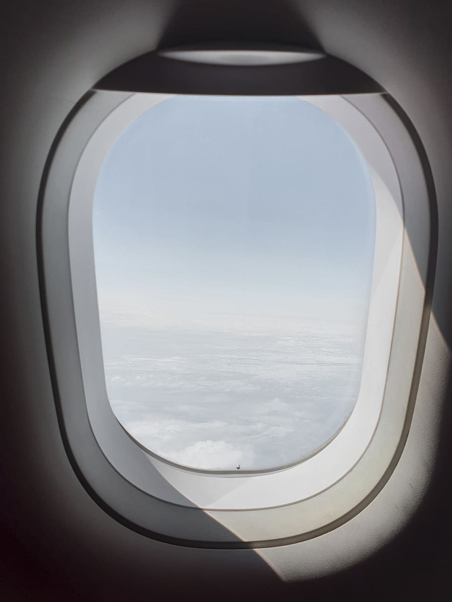 window, porthole, plane, airplane, aircraft, window seat, view, HD wallpaper