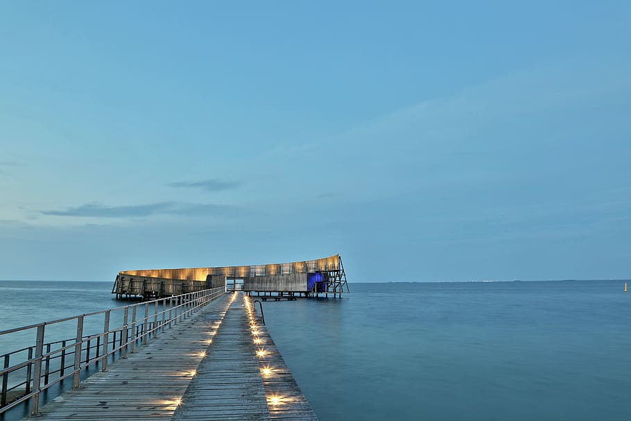 architecture, blue, blue hour, cold, copenhagen, denmark, kastrup HD wallpaper