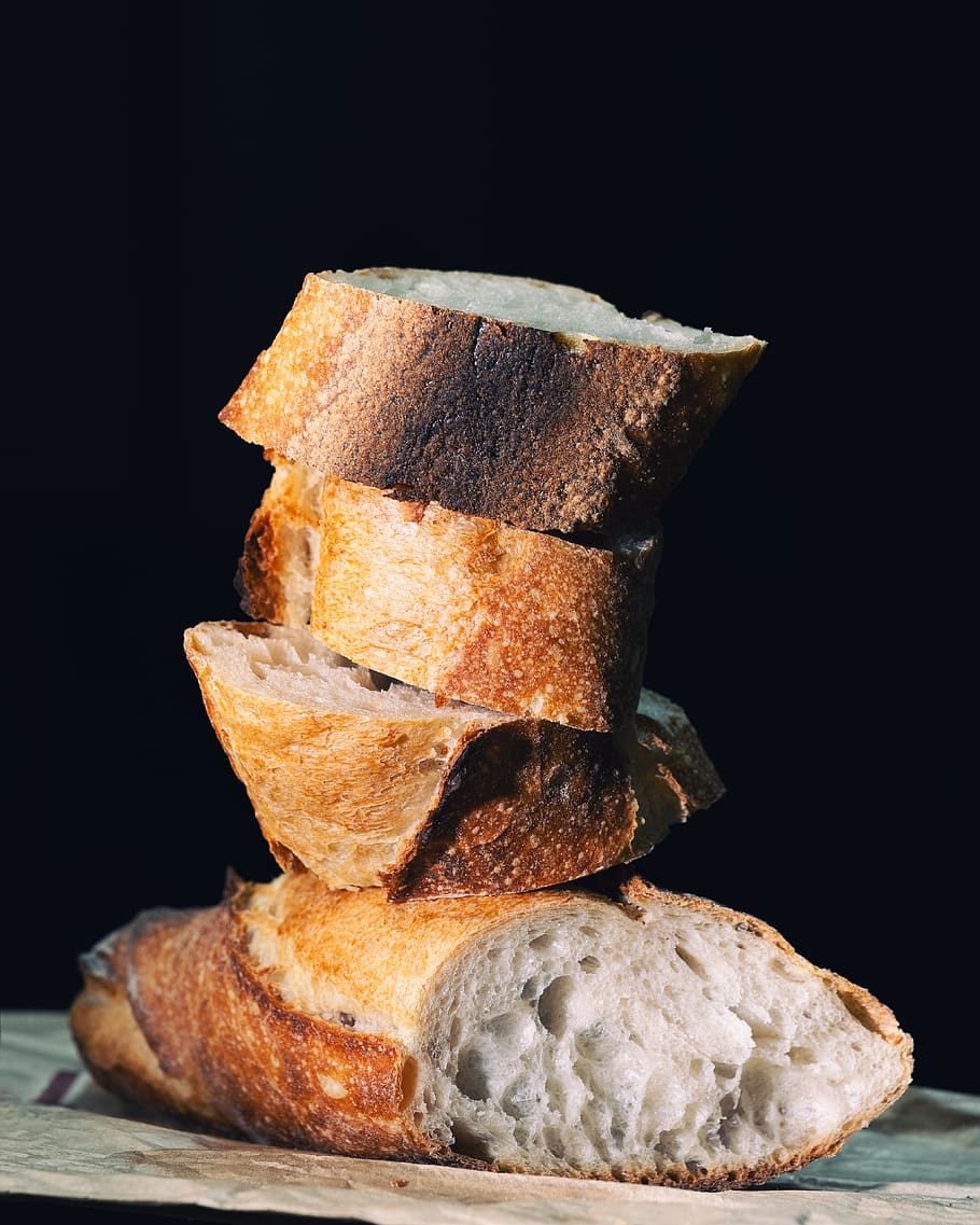 sliced breads, studio shot, food and drink, black background HD wallpaper
