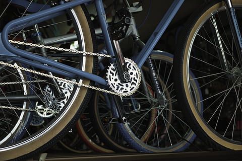assorted-color bikes parked inside building, wheel, machine, spoke HD wallpaper