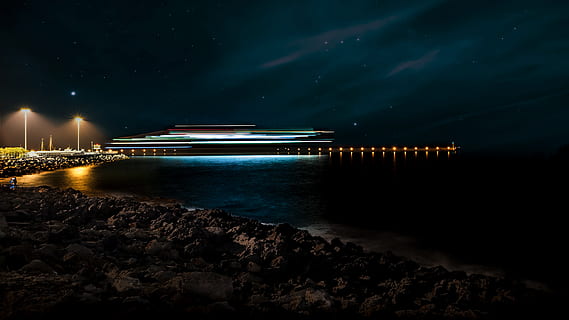 Panorama Photography of Beach Side, dark, dock, evening, harbour HD wallpaper