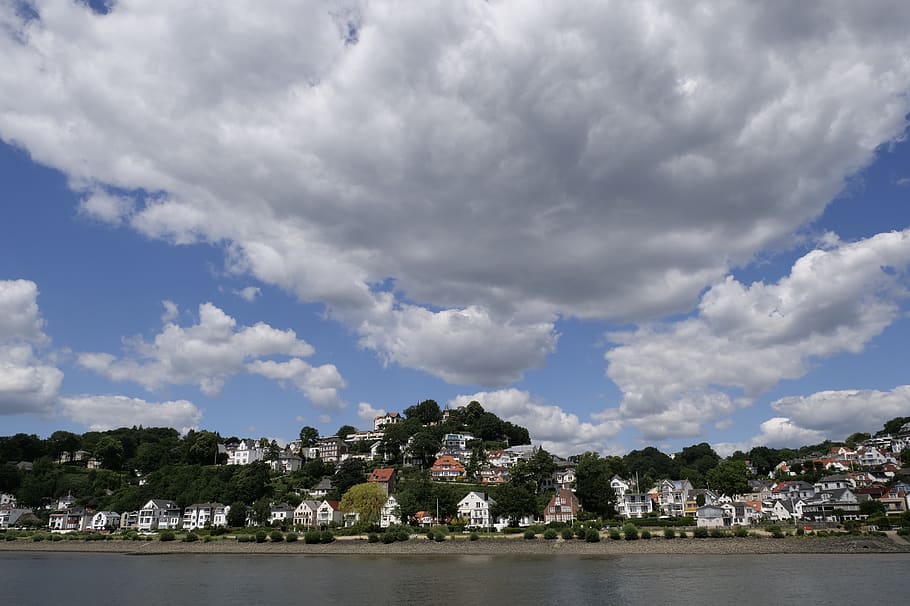 elbe, clouds, hamburg, sky, northern germany, hanseatic city HD wallpaper