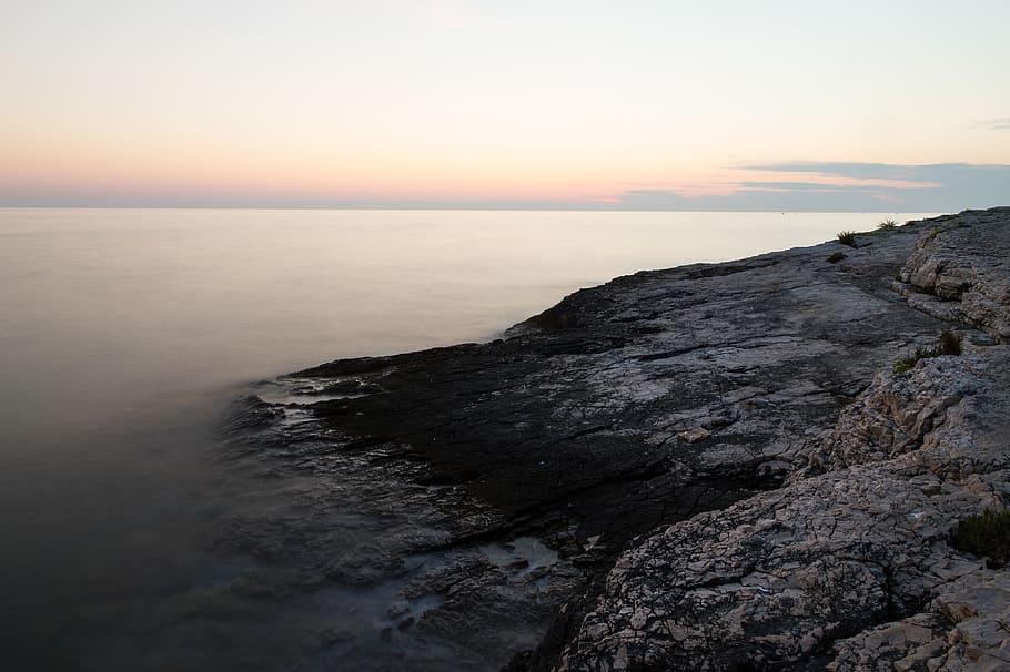 sea, ocean, water, waves, nature, aerial, rocks, coast, landscape HD wallpaper