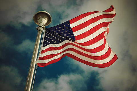 waving US flag during daytime, symbol, american flag, jersey city HD wallpaper