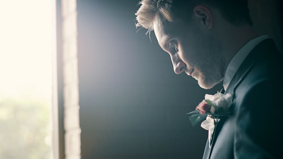 man wearing black blazer, one person, men, adult, window, side view HD wallpaper