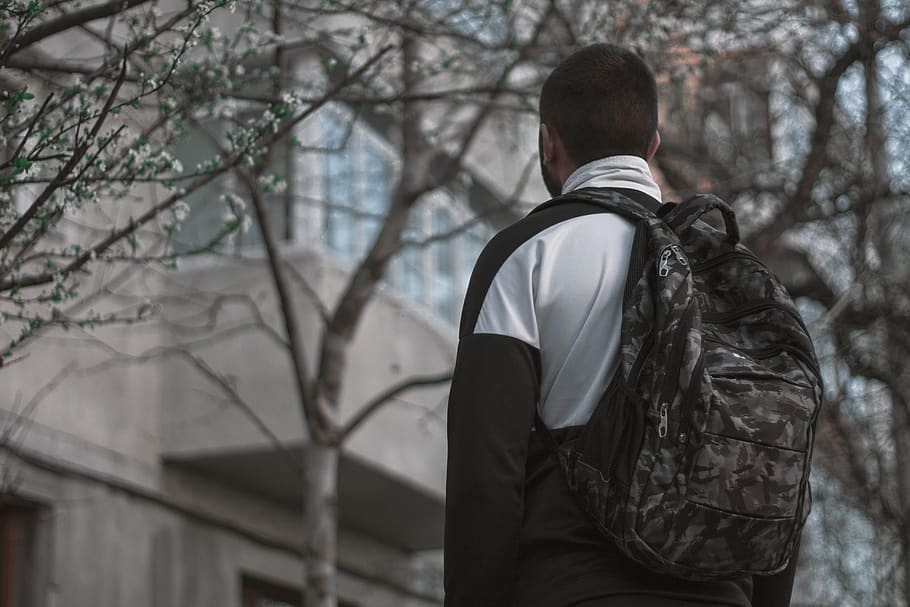 man standing under tree during daytime, jacket, clothing, apparel HD wallpaper