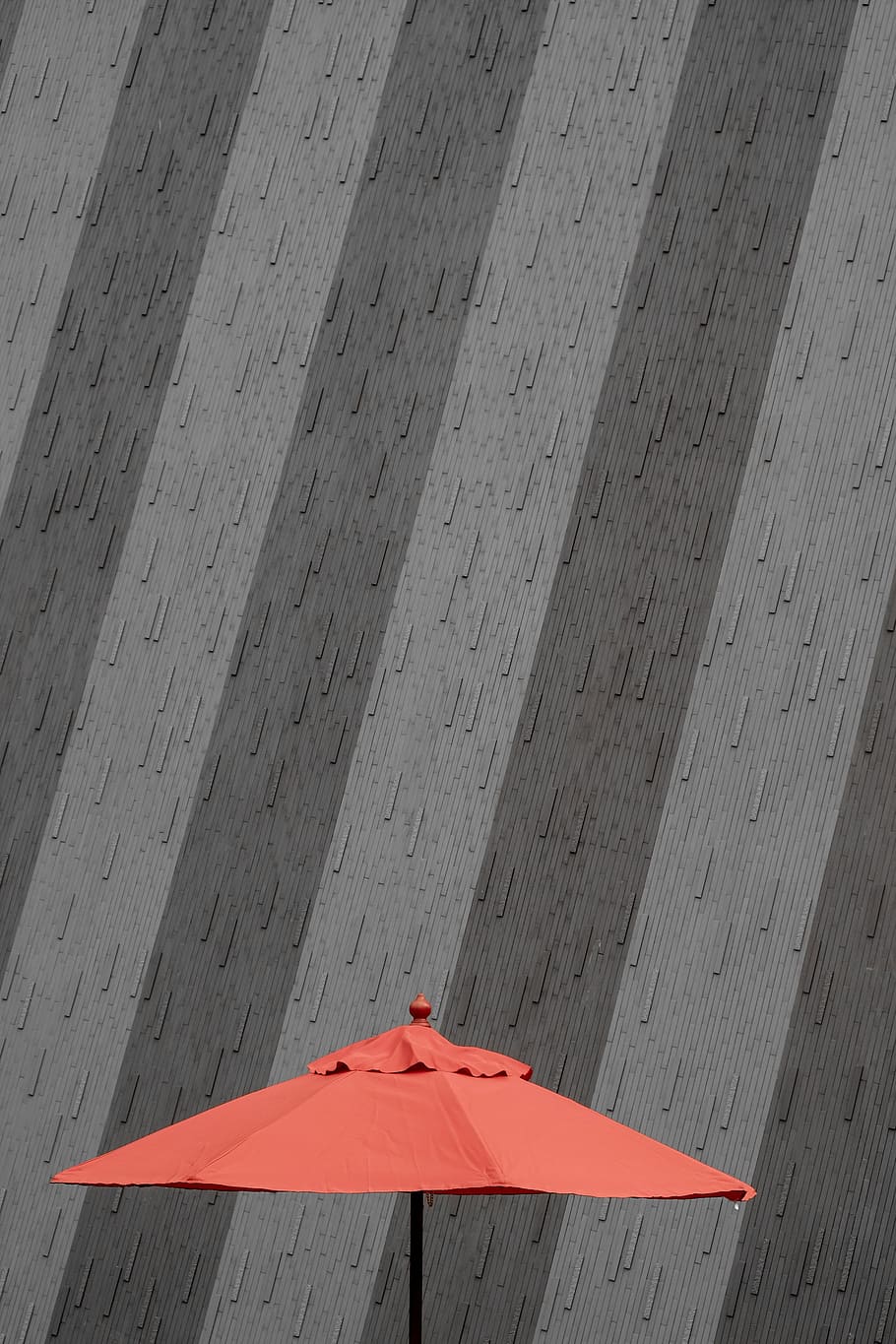 Closeup Photo of Red Patio Umbrella, architecture, building, city