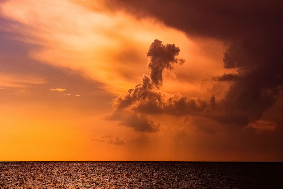 sunset, dusk, sky, nature, clouds, sunlight, colorful, evening HD wallpaper