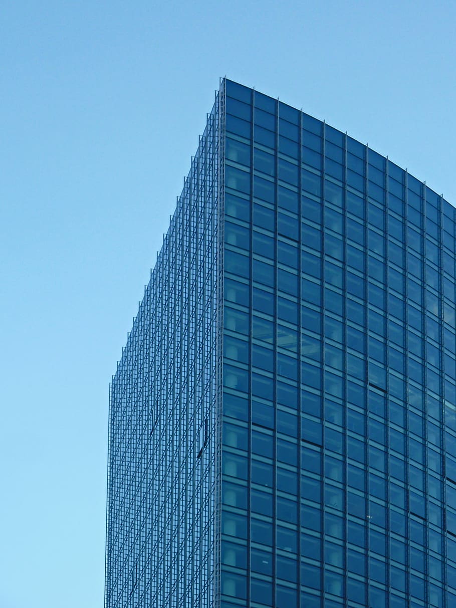 skyscraper, glass, architecture, large, office, town center HD wallpaper