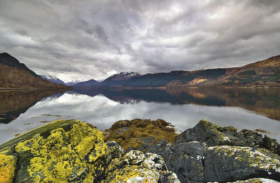 Panoramic Photography Of Mountain Near Lake, clouds, cloudscape HD wallpaper