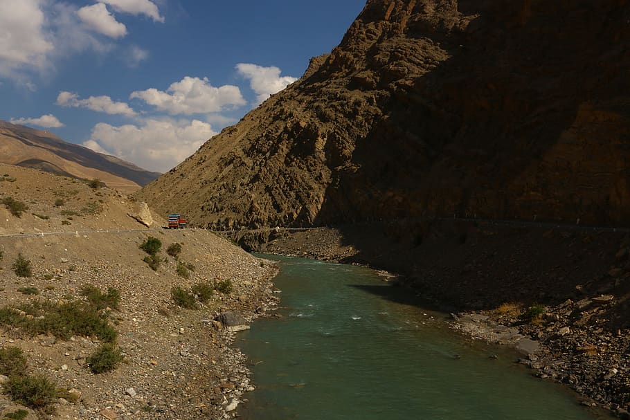 lake, landscape, roads, small path, himachal pradesh, spiti valley HD wallpaper