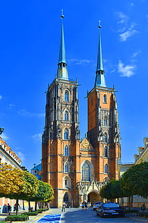 wroclaw, poland, church, architecture, wrocław, road, historically HD wallpaper