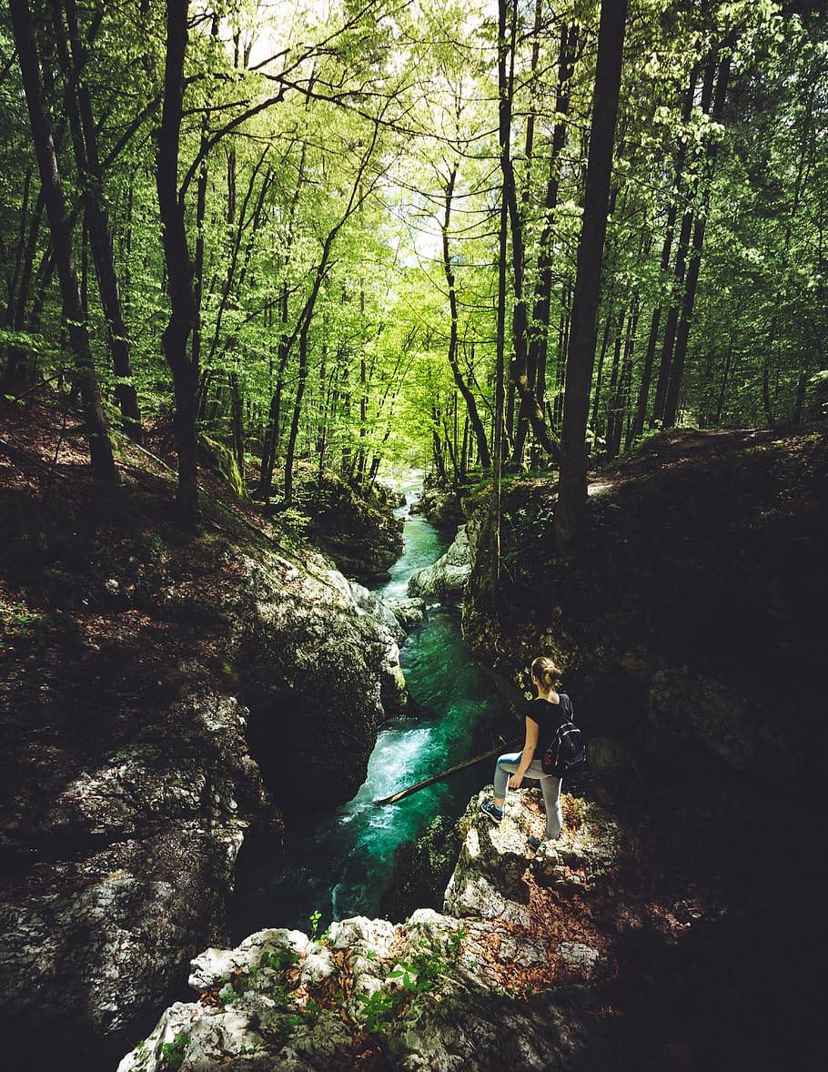 water, nature, stream, creek, outdoors, person, human, land HD wallpaper