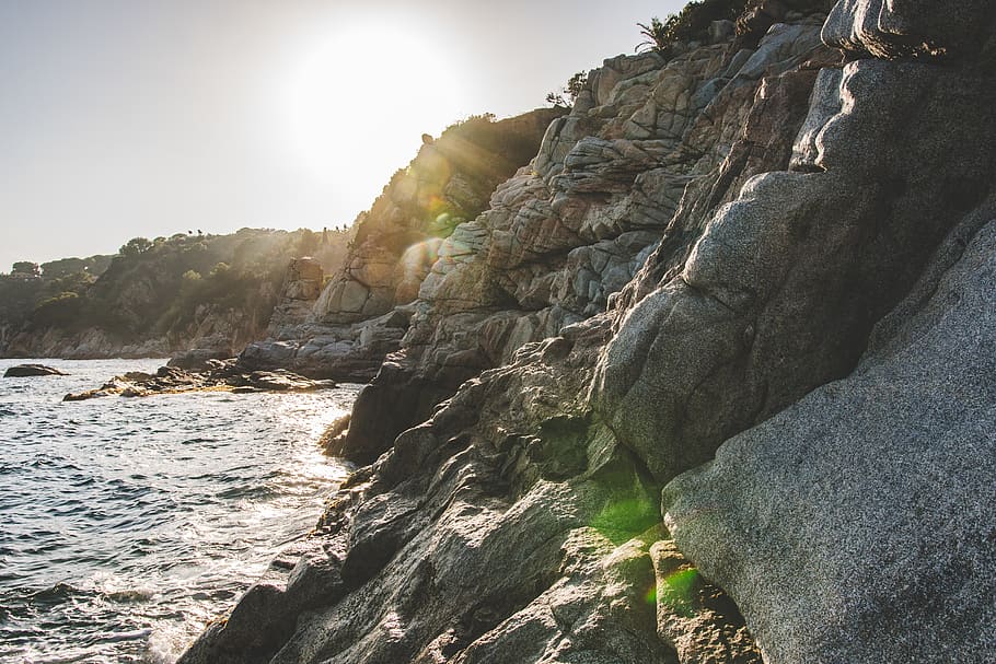 moutnain seashore, promontory, cliff, nature, outdoors, light HD wallpaper