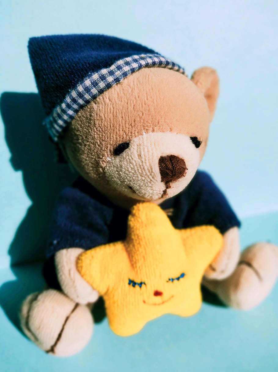plush, teddy bear, stuffed toy, cute, nostalgic, star, animal HD wallpaper