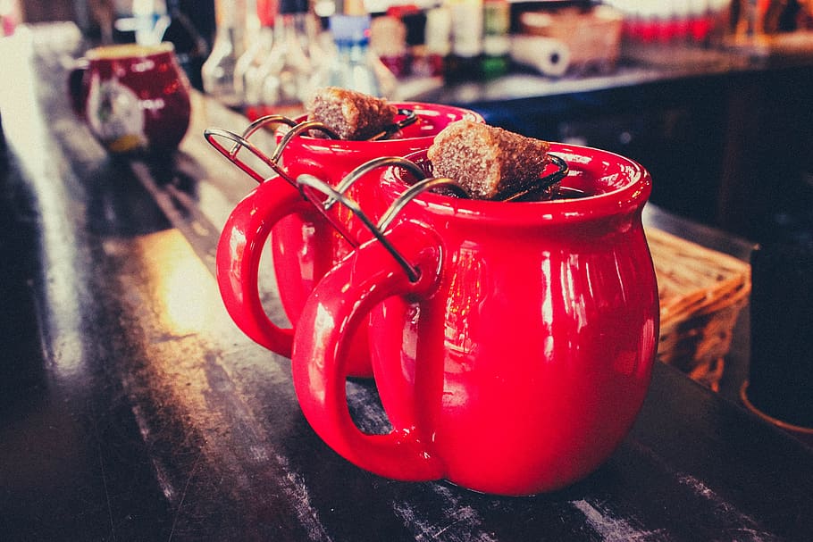 mugs, drink, cup, hot, tea, mulled wine, christmas, christmas market, HD wallpaper