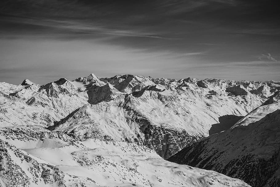 HD wallpaper: grayscale photo of mountain top, outdoors, nature ...