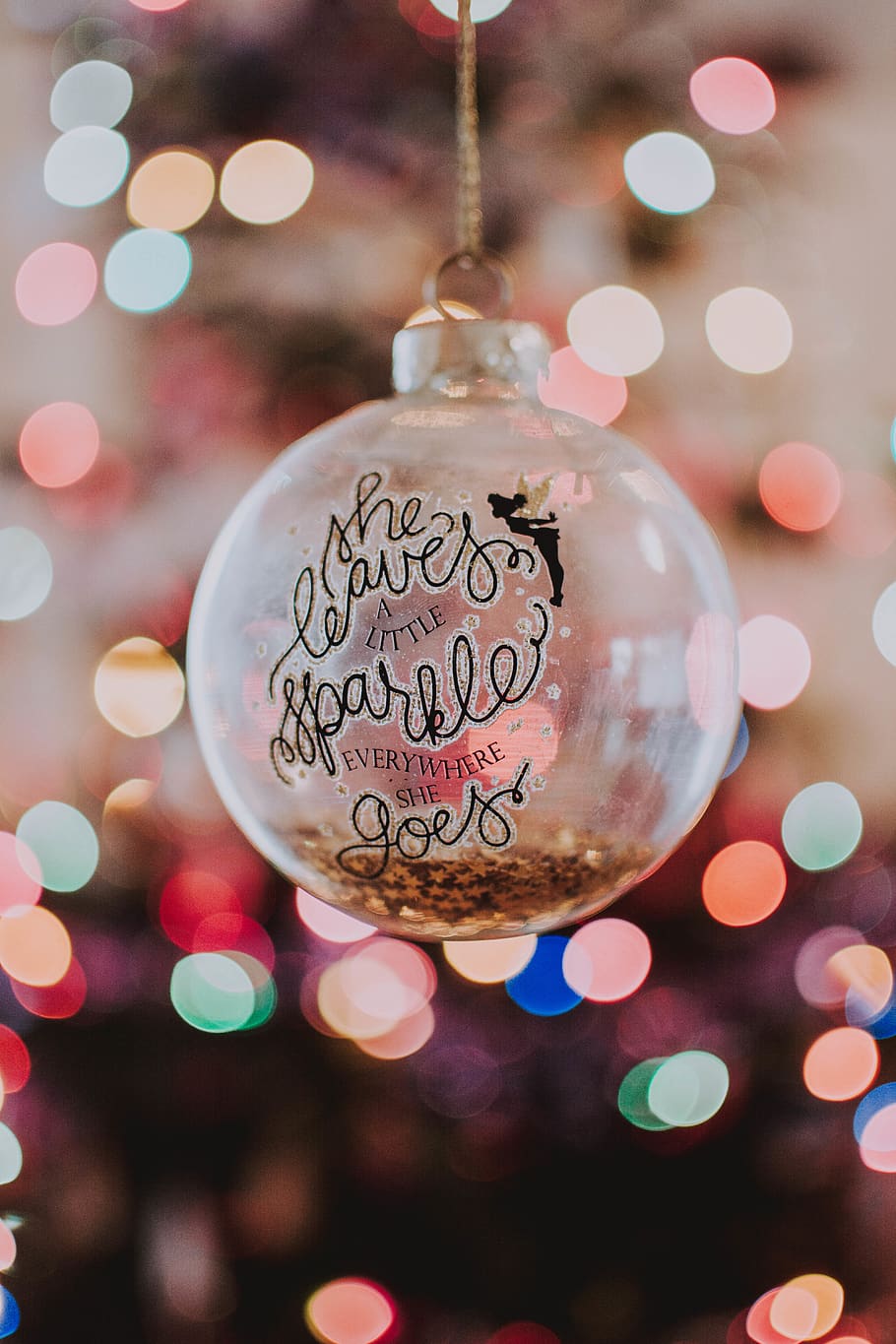 hanging clear bauble with text, celebration, christmas, decoration HD wallpaper