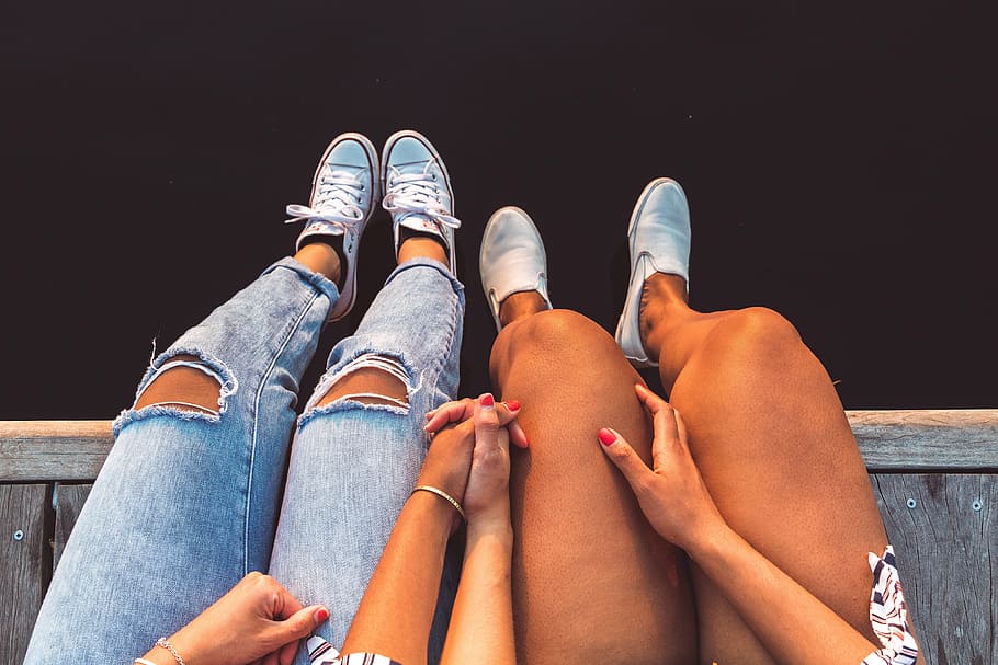 Legs of Couple, people, boy, girl, hands, holding Hands, jeans
