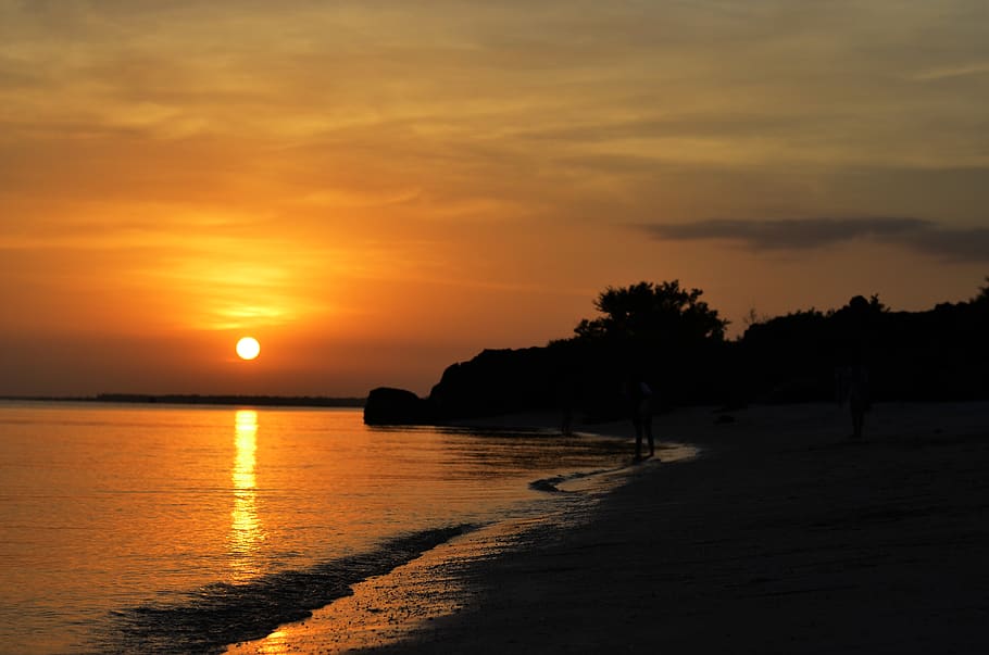 philippines, bantayan island, sunset, beach, ocean, tropical, HD wallpaper