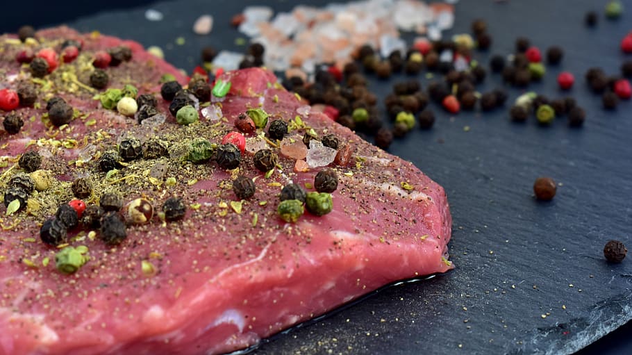 beef, meat, bbq, steak, lunch, dinner, spices, salt, pepper HD wallpaper