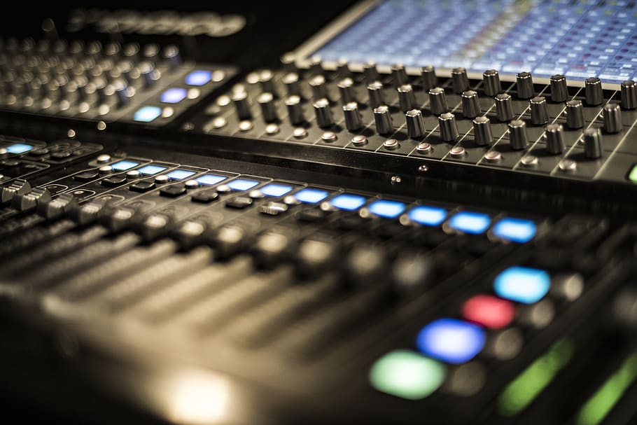 black stereo mixer, technology, music, selective focus, indoors HD wallpaper