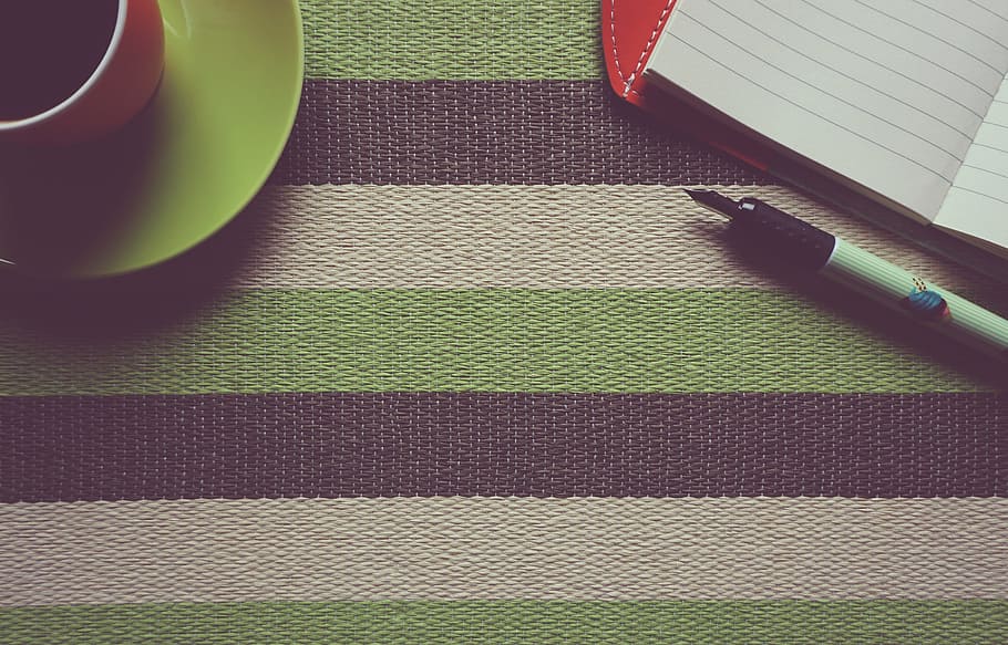 cup, coffee, table, note, diary, paper, object, write, indoors HD wallpaper