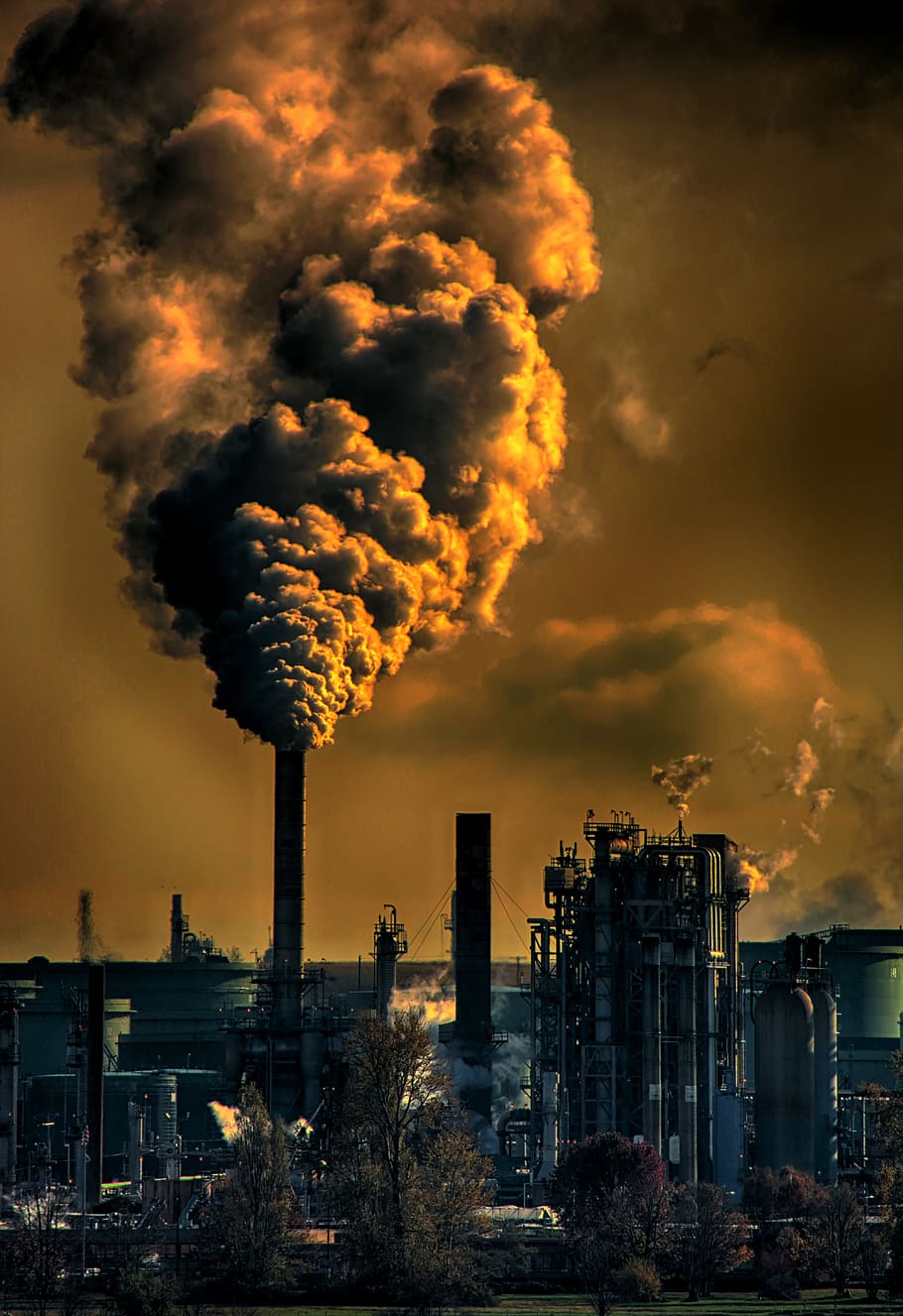 Photography of Factory, air pollution, chemical, dark, dawn, energy